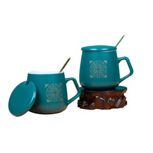 Matte 7x9cm Reusable Ceramic Coffee Cup Traditional Chinese Medicine Style With