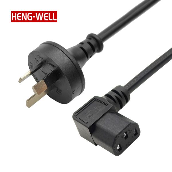 HENG-WELL Customized Length 3 Pin Power Cord Right Angled C13/C5 Stripped End for PC TV Laptop Consumer Electronics Available