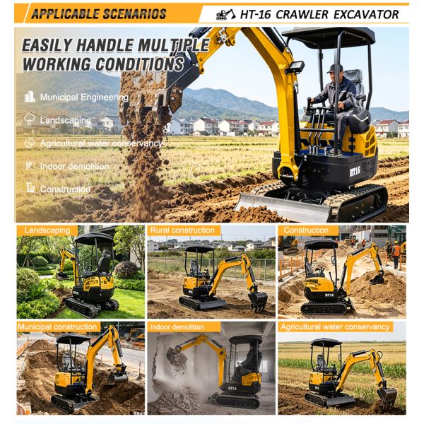 HT16 1.6-ton mini excavator detailed close-up