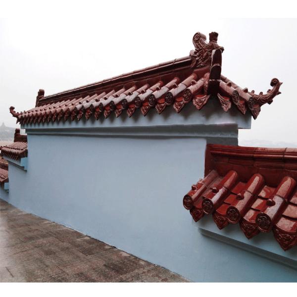 Buy Custom Frost Resistant Rose Red Glazed Ceramic Roof Tiles 220mm at wholesale prices