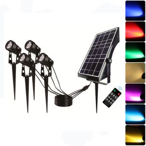 6000mAh Lithium Battery LED Outdoor Solar Spot Lights 400LM With RF Remote