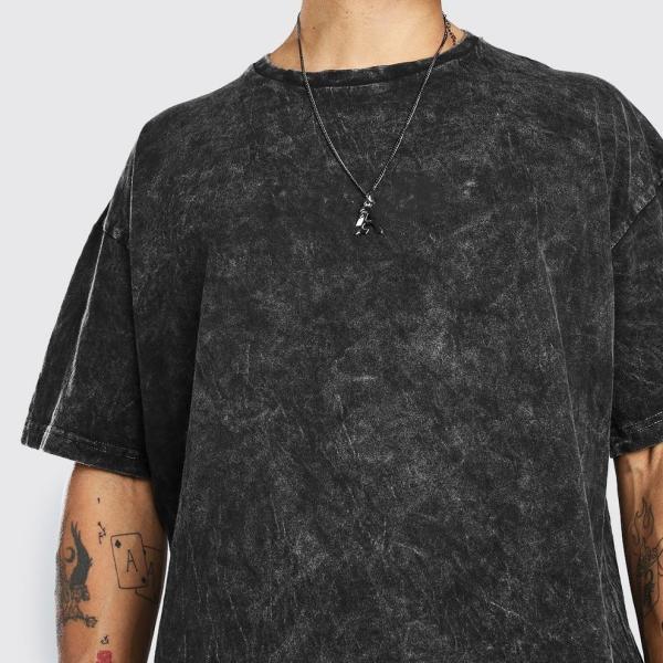 Acid Wash Man Pre Blank T Shirts Bio Heavy Cotton 220Gsm Vintage