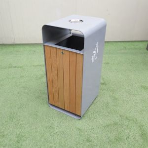 ISO14001 Approved Public 45L Wood Trash Container