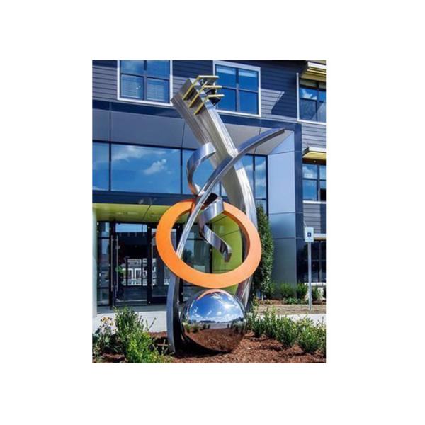 Large Contemporary Stainless Steel Metal Sculpture For Building Entrance
