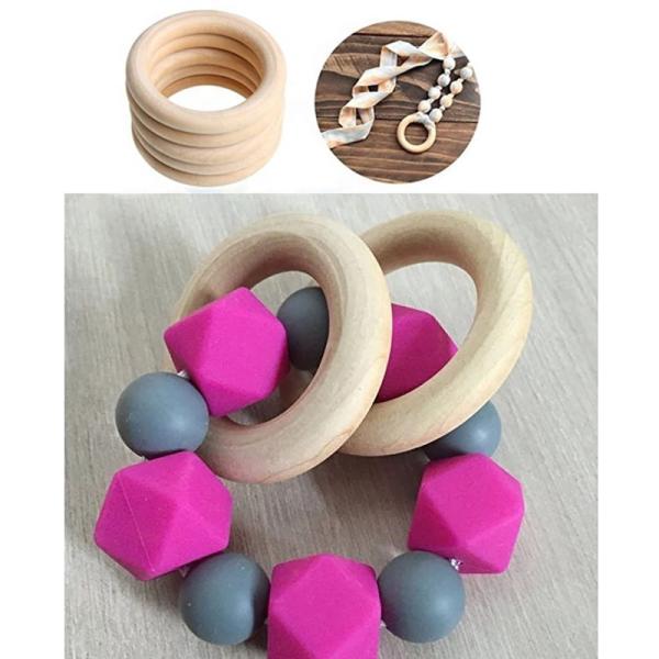 Bracelet DIY 55mm Wooden Teething Toy Beech Wood Teething Rings