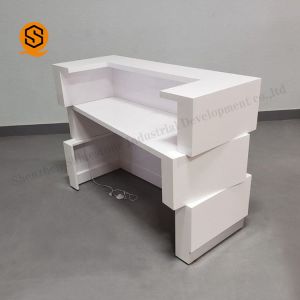 Modern Artificial Stone Salon Reception Counter Light Up Reception Desk