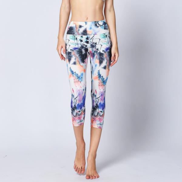 CPG Global Women's Fitness Legging Sport Running Stretched Cropped Pants Yoga Watercolor Print High Quality HK41