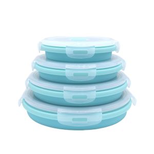 Round 350ml 540ml 800ml 1200ml Silicone Collapsible Lunch Box
