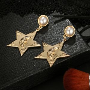 Personality Exaggerated Star Moon Pearl Stud Earring For Woman