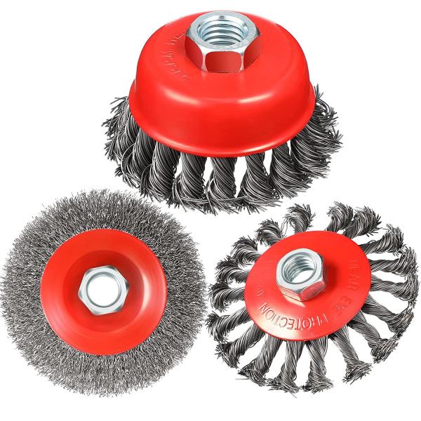 Buy 3 Pieces 4 Inch Wire Wheel Brush Coarse Crimped Twisted Knotted at wholesale prices