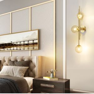 Postmodern Wall Lamp Gold Glass Ball Wall Lamps For Living Room Bedroom color