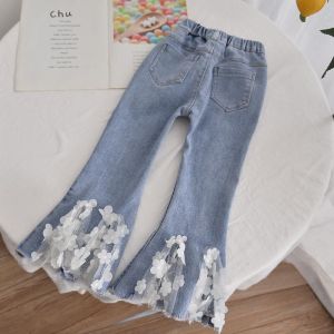 Anti Pilling Children'S Casual Trousers Breathable High Waisted Flared Jeans OEM