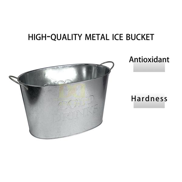 DADI Stackable Custom Tinplate Metal Ice Bucket Non Slip Base Zinc Plated Metal Drink Bucket