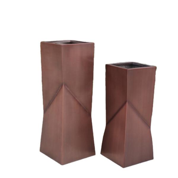 Outdoor flower planters standing metal cylinder flower pot
