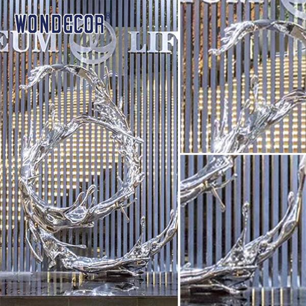 Unique Metal Casting Wave Art Ss Sculpture For Outdoor Hotel Decoration