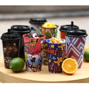 Injection Molded PP Plastic Beverage Cups for Milk Tea Juice , Iml Products