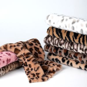 58/60" Width Polyester Faux Rabbit Fur Fabric with Custom Printing and Brushed