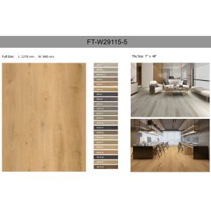 GKBM FT-W29115-5 1220mm Green Fireproof Click Herringbone Bright Brown Stone