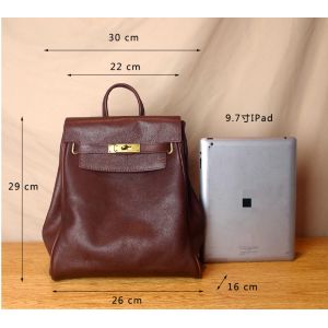 Drawstring Womens Waterproof Backpack 26cm 16cm Handmade Leather