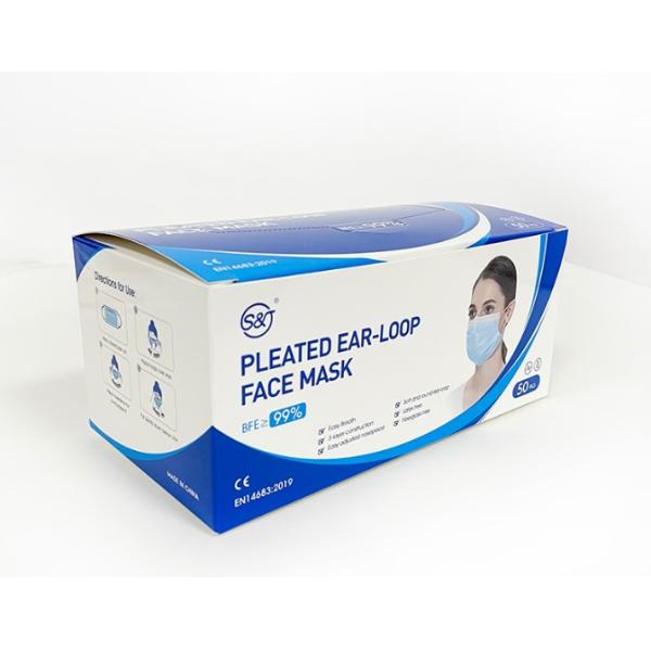 SJ OEM Wholesale Blue surgical mask supplier 3 layers disposable cotton earloop face mask medical