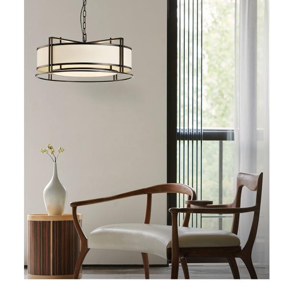 Modern Simple Circular Pendant Light Living Room Bedroom Dining Room Fabric Chandelier