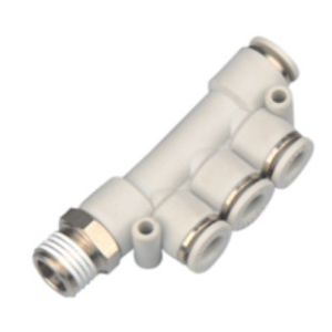 PKB Five Way male R thread connector Equal Tee Pneumatic Tube Fitting