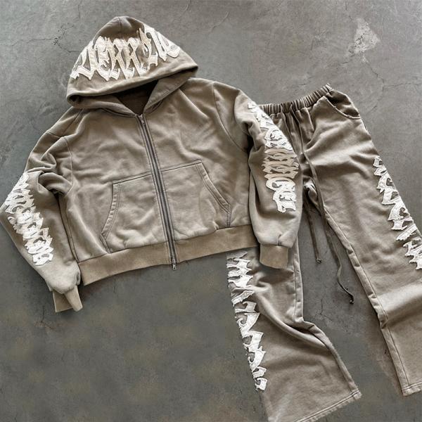 Custom 100% Cotton Distressed Embroidery Applique Embroidery Patch Zip up Plain Hoodies Fitness Men's Jackets Tracksuits for Men