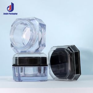 Octagonal Shape Plastic Double Wall Jars 5g 15g Transparent Cream Jar For