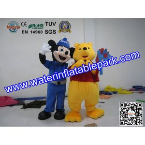 Plush Advertising Mascot Costume , Mickey And Winnie Mascot