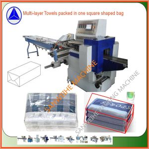 CPP Automatic Flow Wrap Packing Machine Stacked Towels Multi Layer Drink Packing