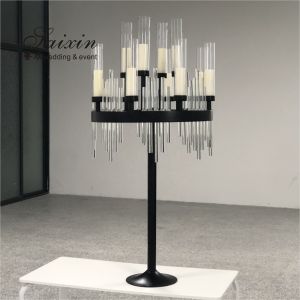 Heavy Black Metal And Crystal Candelabras For Sale Large Standing 160cm