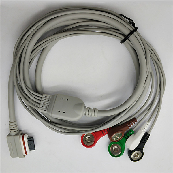 Buy Light Portable Ge ECG Cables , One Piece TPU 5 Lead Ecg Cable With Snap at wholesale prices