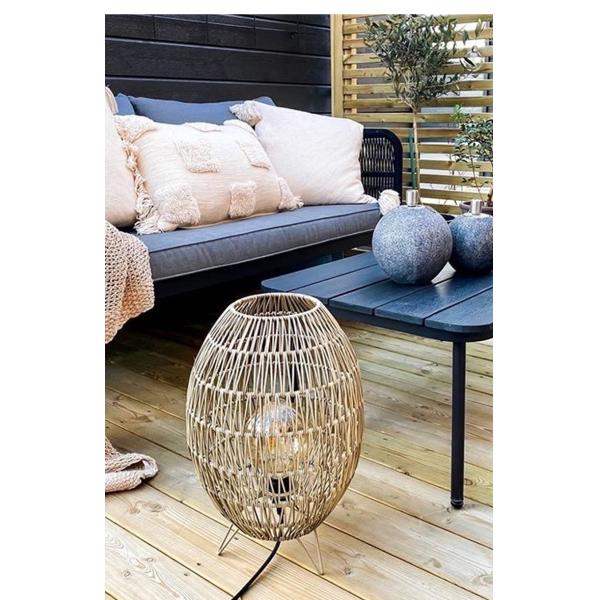 Ip44 LED Rattan Standing Lamp Shade For Garden Swimming Pool