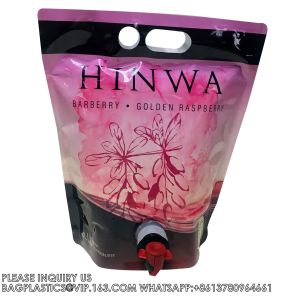 OEM Aluminum Foil Biodegradable 1.5L 3L 5L 10L Wine Drinking Stand Up With Valve