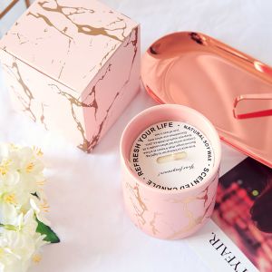 Customizable Logo Ceramic Candle Vessels , Porcelain Empty Candle Jars For