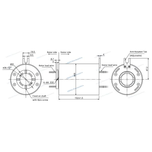 Through Bore Slip Ring with Inner Bore 38mm For Industrial System