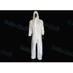 White Microporous Disposable Protective Coveralls Anti Dust With Hood
