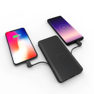 WIRELESS POWERBANK with type-c and lighting cable 8000mAh,Qi Power Bank,Portable Power Bank Charger QI Wireless Charge