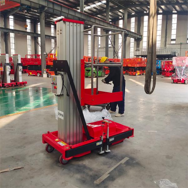 9m Portable Vertical Hydraulic Single Mast Electric Manned Aluminum Alloy Lifting Platform