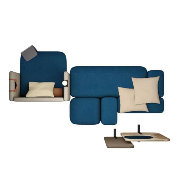Aesthetic Interior Sectional Fabric Sofa With Integrated Magazine Rack