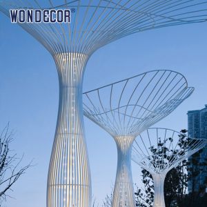 Large Linear Tree Pavilions Stainless Steel Statue In Gardens