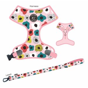 Custom Logo Collar Leash Harness Set Polyester Dog Harness Leash