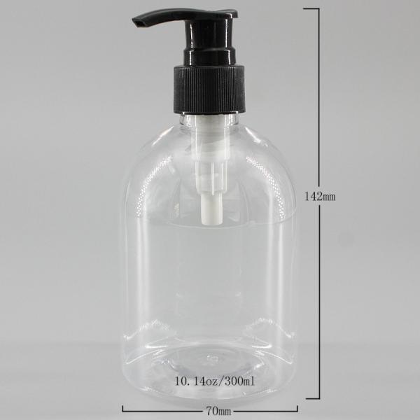 Cylinder 24mm 10.14oz Clear Plastic Shampoo Bottles