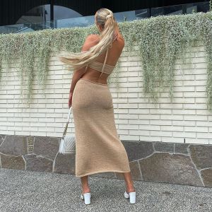 Holiday Leisure Sexy Women Dresses , 135cm Womens Halter Neck Dresses