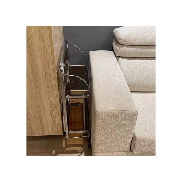 Brown Deluxe Foldable Push Cart Removable Restaurant Serving Carts On Wheels