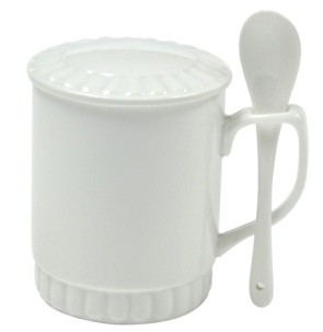 Buy 11oz White Mug with Lid and Spoon at wholesale prices