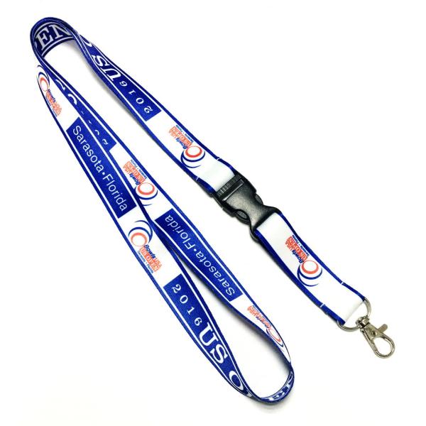 Buy Fashion Blue White Dye Sublimation Lanyards US OPEN Logo heat transfer lanyards at wholesale prices