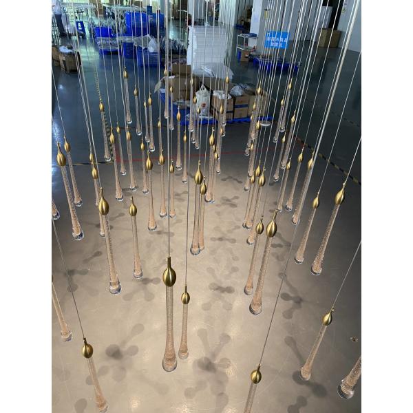 Buy Modern Light Luxury Long Water Drop Chandelier For Duplex Villa Staircase at wholesale prices