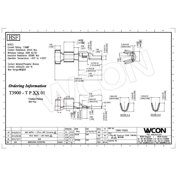 WCON Anti Jump Circuit Board Wire Connectors , Red Head Wire To Board Crimp