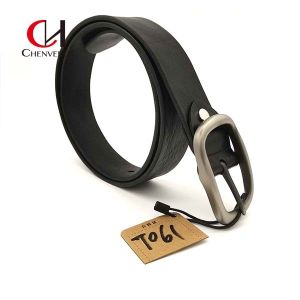 China Multiscene Cowhide Genuine Leather Black Belt , Practical Men's Center Bar Belt on sale